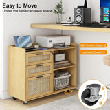 Archivador de ratán con 3 cajones y cerradura