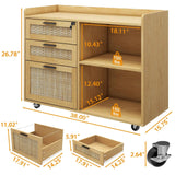 Archivador de ratán con 3 cajones y cerradura