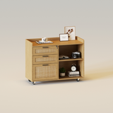 Archivador de ratán con 3 cajones y cerradura