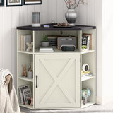Vabches Corner Storage Cabinet with USB Ports and Outlets