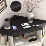 Vabches Corner Storage Cabinet with USB Ports and Outlets