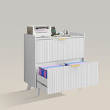 Modern Fluted Lateral File Cabinet with Charging Station