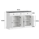 Mueble buffet de mesa con diseño de mármol y espacio de almacenamiento