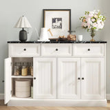 Mueble buffet de mesa con diseño de mármol y espacio de almacenamiento