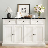 Mueble buffet de mesa con diseño de mármol y espacio de almacenamiento