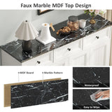 Mueble buffet de mesa con diseño de mármol y espacio de almacenamiento