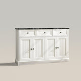 Mueble buffet de mesa con diseño de mármol y espacio de almacenamiento