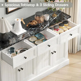 Mueble buffet de mesa con diseño de mármol y espacio de almacenamiento