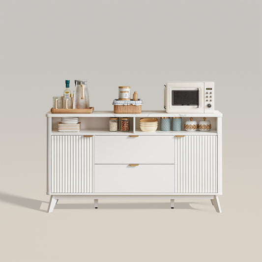 Aparador tipo buffet con estantes y puertas y gabinetes de almacenamiento de cocina de gran tamaño