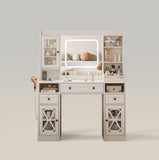 Tocador con taburete acolchado y estación de carga