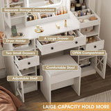 Tocador con taburete acolchado y estación de carga