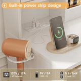 Tocador con taburete acolchado y estación de carga