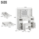 Tocador con taburete acolchado y estación de carga