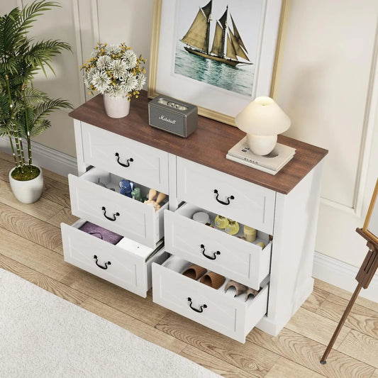 Cómoda de estilo rústico con cajones profundos para dormitorio