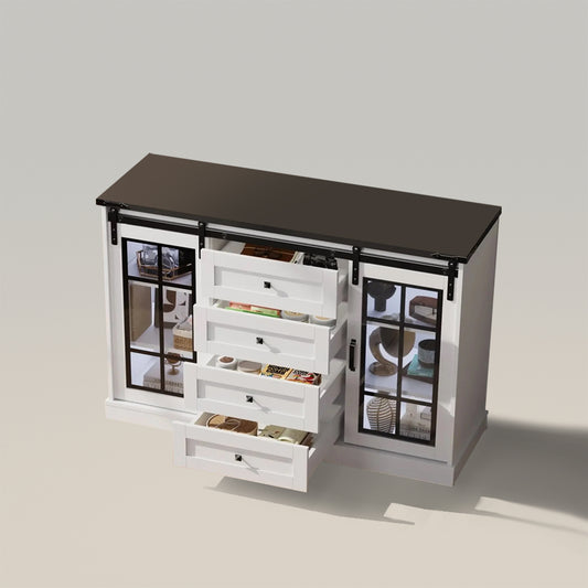 Mueble de almacenamiento estilo granja con 2 puertas y estantes