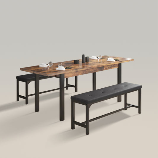 Juego de mesa de comedor y cocina con estructura de metal de 4 a 8 piezas