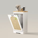 Tilt Out Kitchen Trash Can Cabinet with Natural Rattan