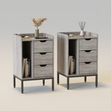 Modern End Table Nightstand with Outlets