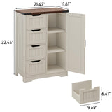 Farmhouse Bathroom Cabinet, White Freestanding Storage Cabinet with 4 Drawers and 1 Door