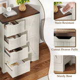 Farmhouse Bathroom Cabinet, White Freestanding Storage Cabinet with 4 Drawers and 1 Door
