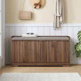 Wooden Shoe Bench with Cushion, Natural Wood Grain Shoe Storage Cabinet for 8-10 Pairs