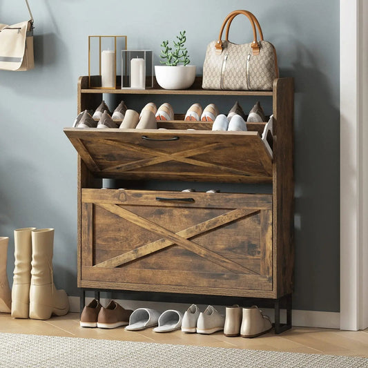 Farmhouse Style Shoe Storage Cabinet Suit For Entryway