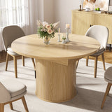 Extendable Round Dining Table 47"-59", Adjustable Kitchen Table for 4-6 People with Detachable Storage Cabinet