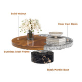 Modern Handmade Round Coffee Table with Solid Wood & Resin Inlay Tabletop (Glacier River Patchwork)