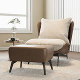 Modern Single Sofa Chair with Ottoman Footrest, Comfortable Leisure Armchair with Armrests