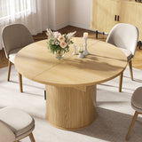 Extendable Round Dining Table 47"-59", Adjustable Kitchen Table for 4-6 People with Detachable Storage Cabinet