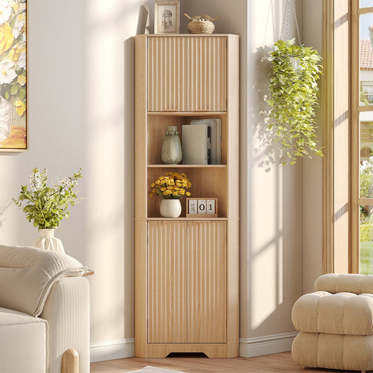 68" Tall Corner Cabinet with Magnetic Lock, 26" Wide Storage Cabinet with Stable Support Legs
