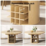 Extendable Round Dining Table 47"-59", Adjustable Kitchen Table for 4-6 People with Detachable Storage Cabinet