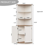High-Quality Farmhouse Corner Cabinet with Doors, 5-Tier Tall Storage Hutch with Adjustable Shelves