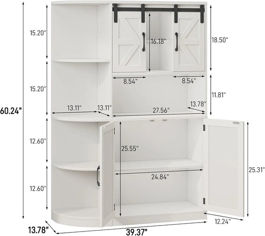 Vabches Farmhouse Pantry Cabinet, Kitchen Pantry Storage Cabinet