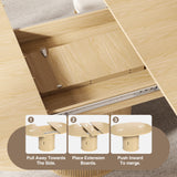 Extendable Round Dining Table 47"-59", Adjustable Kitchen Table for 4-6 People with Detachable Storage Cabinet