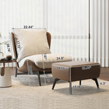 Modern Single Sofa Chair with Ottoman Footrest, Comfortable Leisure Armchair with Armrests