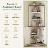 High-Quality Farmhouse Corner Cabinet with Doors, 5-Tier Tall Storage Hutch with Adjustable Shelves