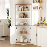 High-Quality Farmhouse Corner Cabinet with Doors, 5-Tier Tall Storage Hutch with Adjustable Shelves