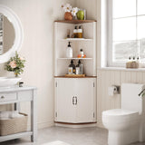 High-Quality Farmhouse Corner Cabinet with Doors, 5-Tier Tall Storage Hutch with Adjustable Shelves