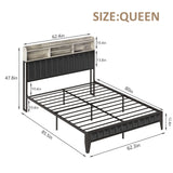 Wash Grey Headboard Queen Size Bed Frame