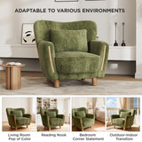 35" Low Profile Wood Accent Chair with Backrest, Wingback Lounge Chair for Living Room