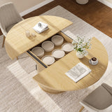 Extendable Round Dining Table 47"-59", Adjustable Kitchen Table for 4-6 People with Detachable Storage Cabinet