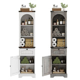 Premium 69" Farmhouse Arched Tall Bathroom Storage Cabinet with Drawer & Adjustable Shelves