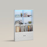 LED Lights Storage Cabinet Glass Tall Bookcase