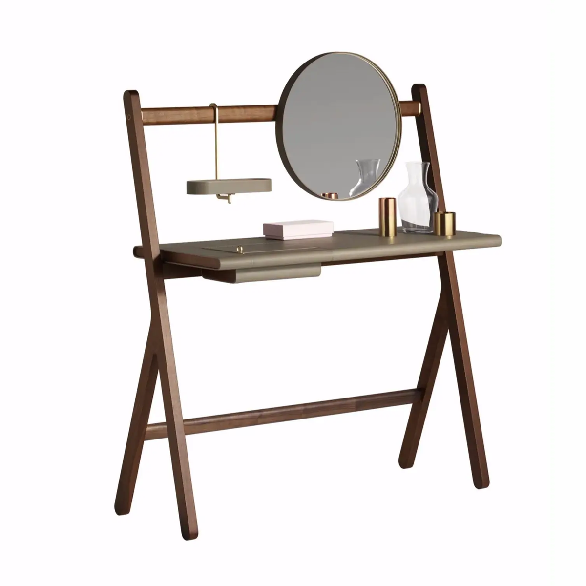 Wooden Makeup Vanity Desk with Mirror Lights