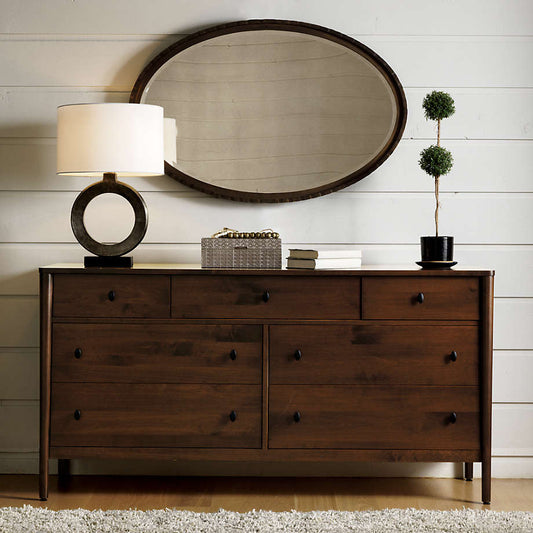 67in Mid-Century 7-Drawer Bedroom Dresser