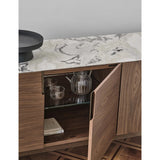 Rounded Walnut Sideboard with Marble Top