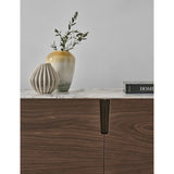 Rounded Walnut Sideboard with Marble Top