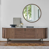 Rounded Walnut Sideboard with Marble Top