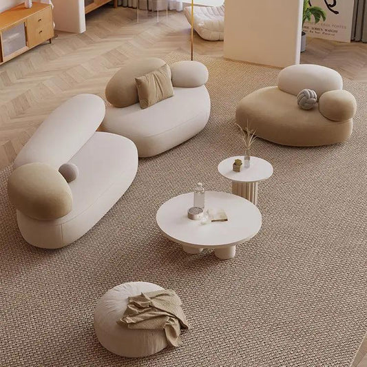 Pebble Shaped Fabric Sofa Set with Coffee Table